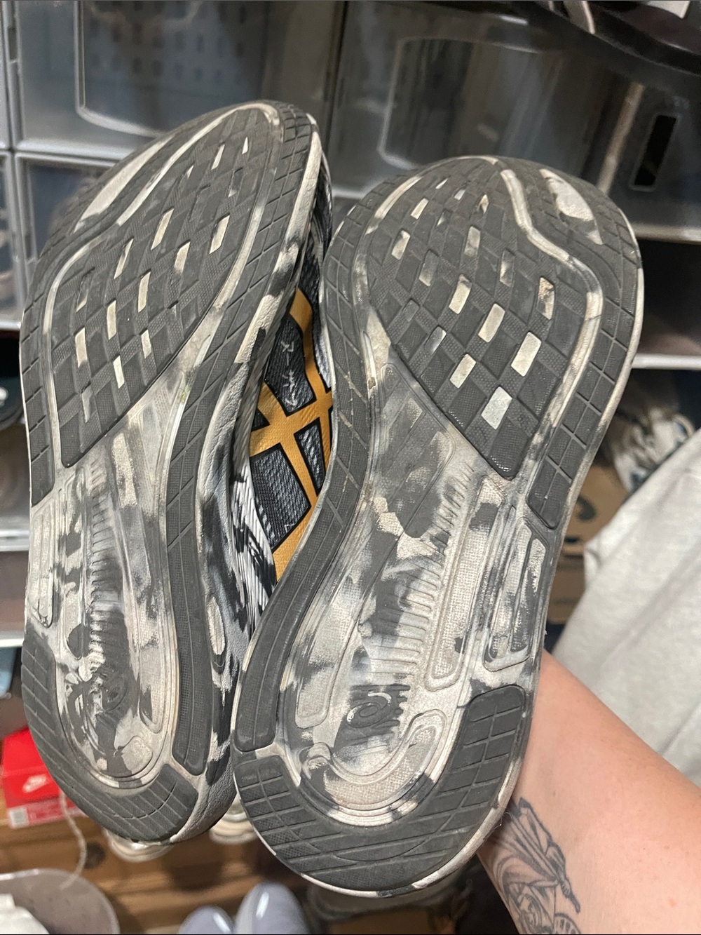 ASICS womans Black and Gold Sneakers - Picture 5 of 6